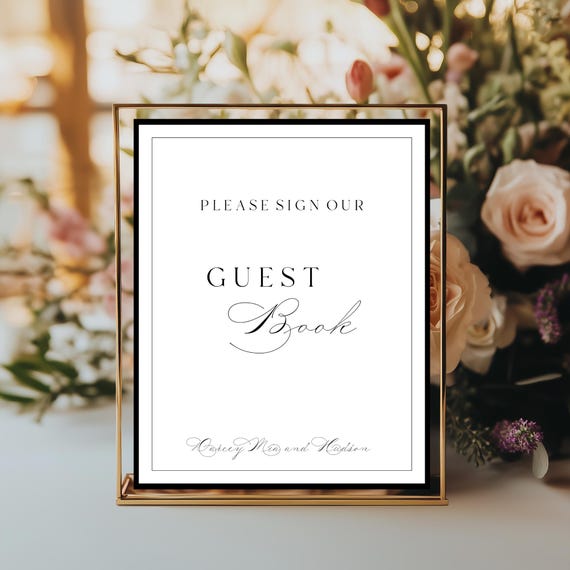 Modern Script Guest Book Wedding Sign Template (Editable, Printable) #DARCEY
