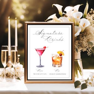 Elegant Signature Drinks Sign: Modern Wedding Editable Cocktails (Digital Download) Printable #DARCEY