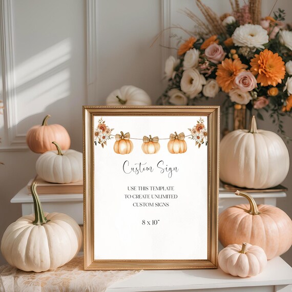 Boho Fall Baby Shower Sign Template: Little Pumpkin, Gender Neutral (Digital Download) Printable #bfb