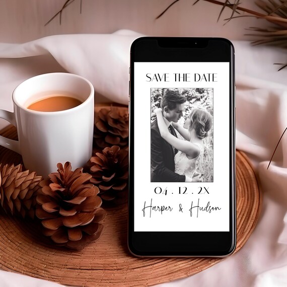 Modern Photo Save The Date Evite: Wedding Announcement (Digital Invite) Editable
