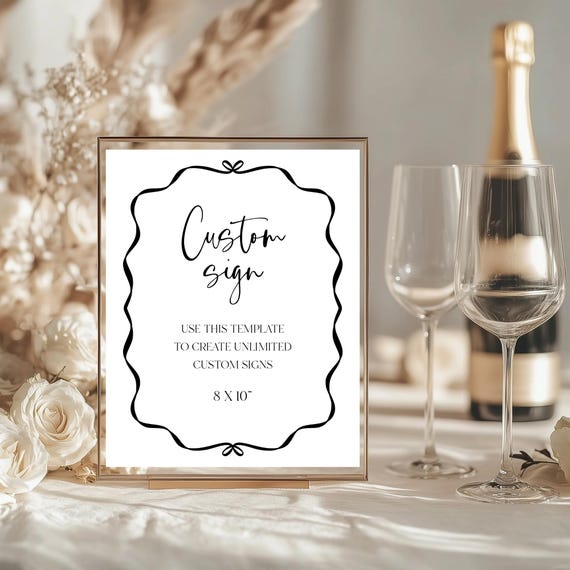 Minimalist Wedding Sign Template: Black & White Custom Sign (Digital Download) Printable #sim