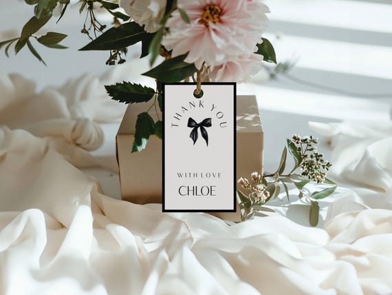 Modern Bow Wedding Favor Tag Template: Elegant, Thank you Tag (Editable Printable) Instant Download #mmb