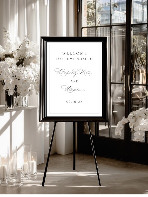 Modern Script Wedding Welcome Sign: Elegant Minimalist Template (Digital) Printable #DARCEY