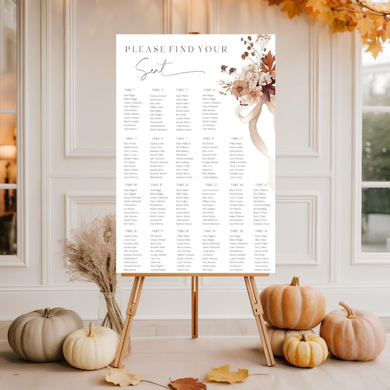 Fall Wedding Seating Chart: Boho Terracotta Florals (Digital Download) #ffb