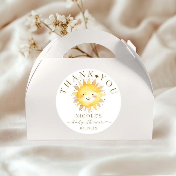 Sunshine Baby Shower Thank You Stickers: DIY Editable Favor Tags (Digital Download) Printable #ros