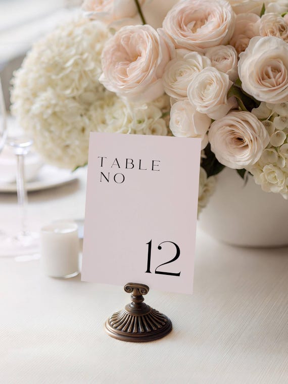 Modern Blush Wedding Table Number Sign: Minimalist Elegant Design (Digital Download) #bnp