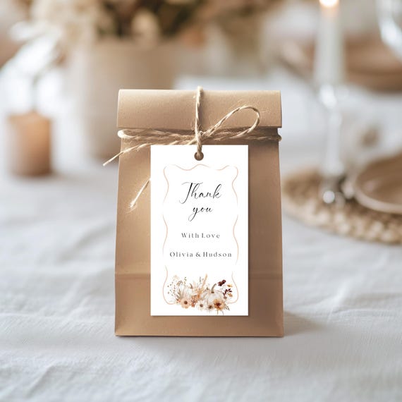Fall Wedding Favor Tags: Floral Pumpkin, Terracotta (Printable, Editable Template) #tfw
