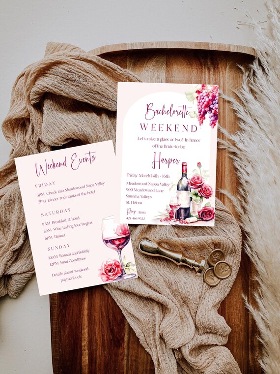 Winery Bachelorette Invitation Template: Napa Wine Tasting Floral  (Digital Editable) Instant Download