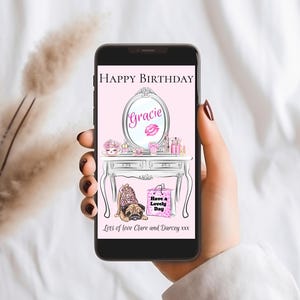 Mädchen alles Gute zum Geburtstag E-Karte, Mädchen alles Gute zum Geburtstag elektronische Nachricht, Text Geburtstagswünsche, sofortiger Download, Geburtstagsgruß, Girly Spaß