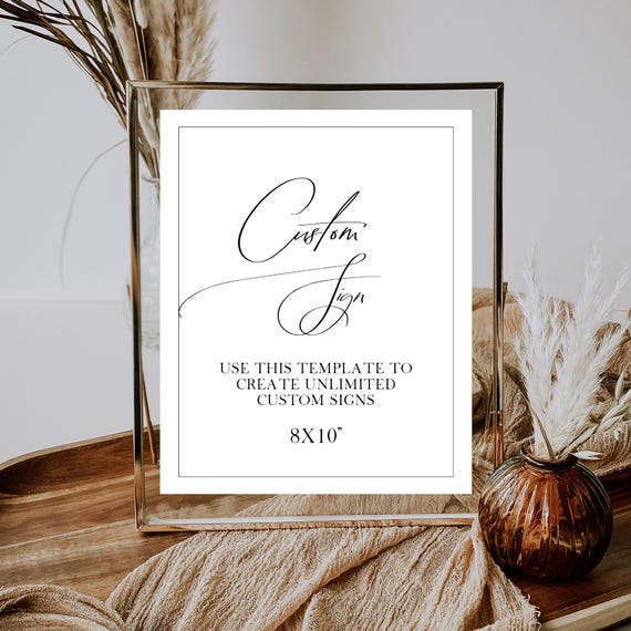 Modern Wedding Sign Template: Editable Classic Border (Digital Download) Printable #ADELINE