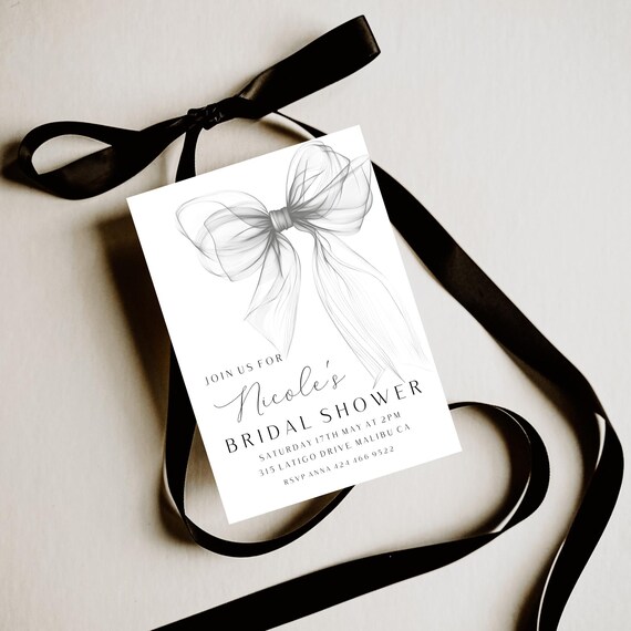 Modern Bow Bridal Shower Invitation: Elegant, Stylish, (Editable Printable) Instant Download #bsk