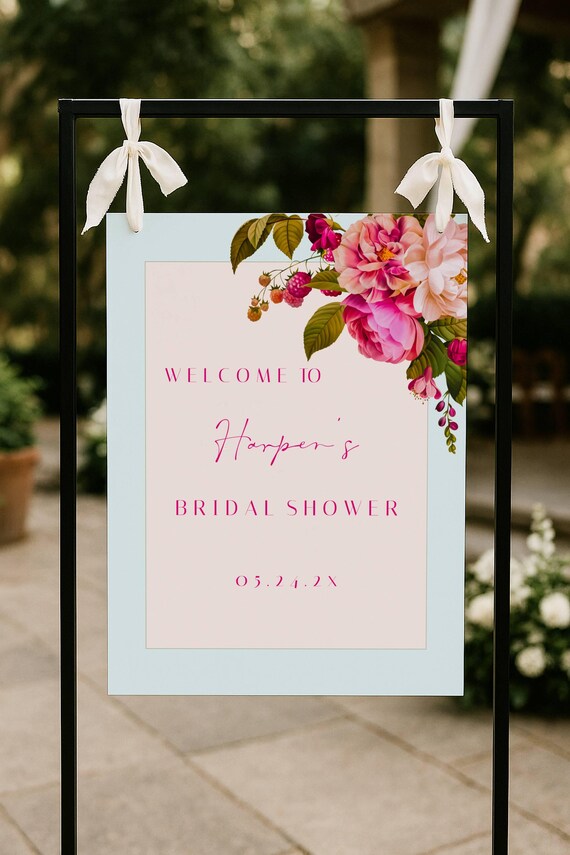 Floral Bridal Shower Welcome Sign Template: Blush Pink (Editable,Printable) #vin