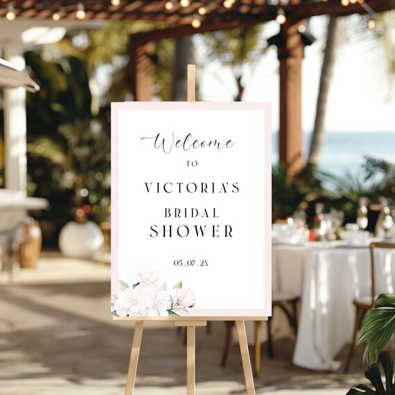 Modern Floral Bridal Shower Welcome Sign Template, Blush Pink (Digital Download) #bfs
