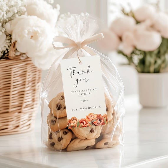 Fall Peonies Wedding Favor Tags : Elegant Terracotta Floral Thank You Tags (Editable Printable)  #tfp