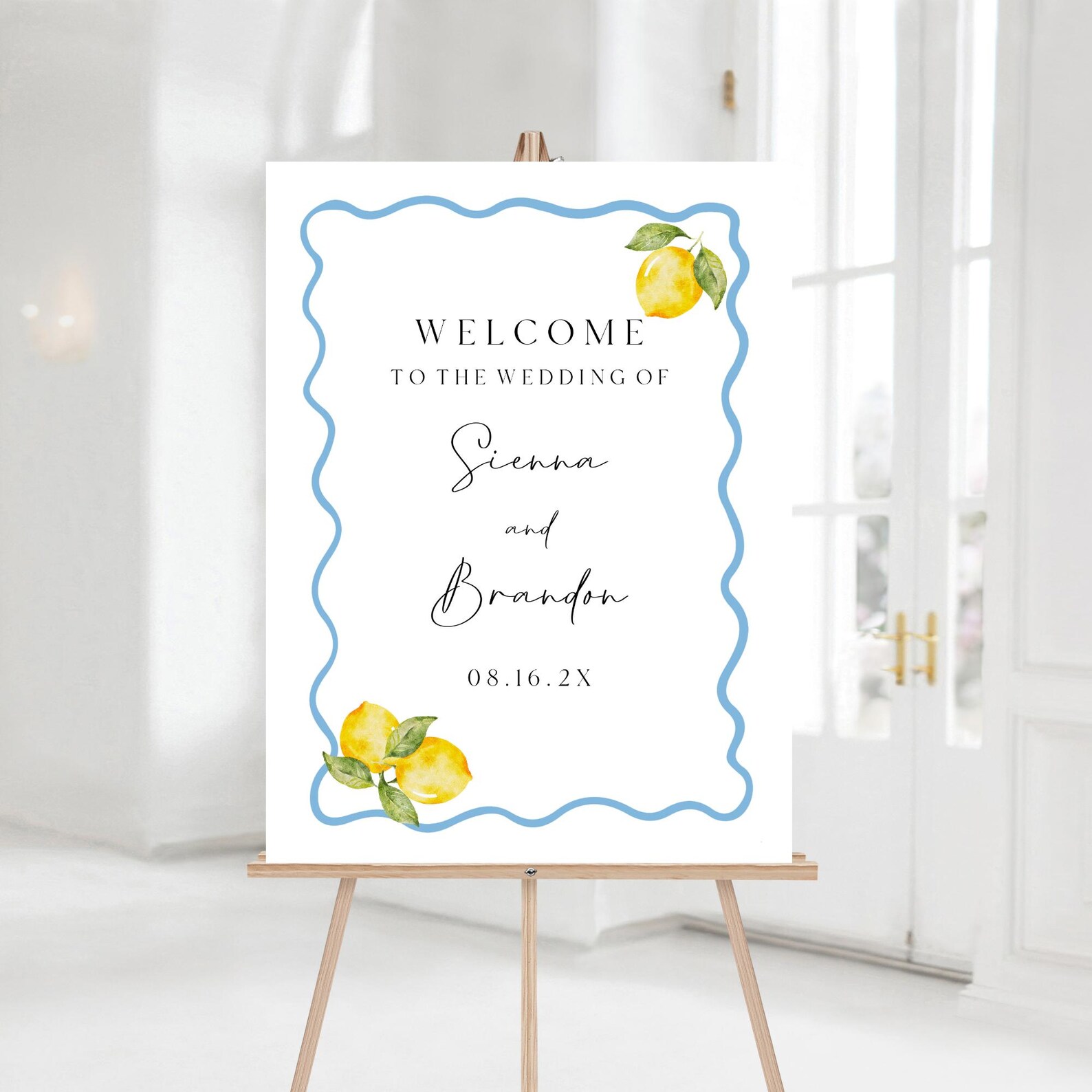 Modern Lemons Wedding Welcome Sign Template: Printable Sorrento Design ...