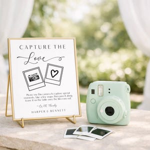 Wedding Photo Sign Template: Capture The Love, Polaroid Camera (Digital Download)