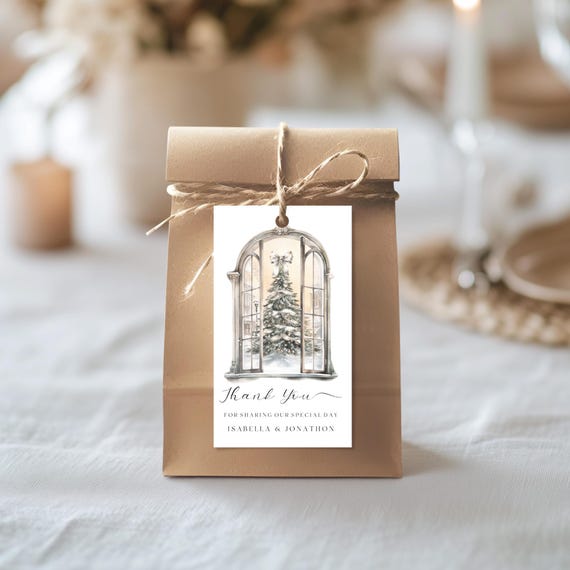 Christmas Wedding Favor Tags : Xmas Tree, Winter Scene (Editable Printable) DIY Labels #xww
