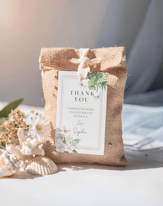 Tropical Favor Tags: Floral Wedding/Shower Tags, Coastal (Editable Printable) Digital #tbb