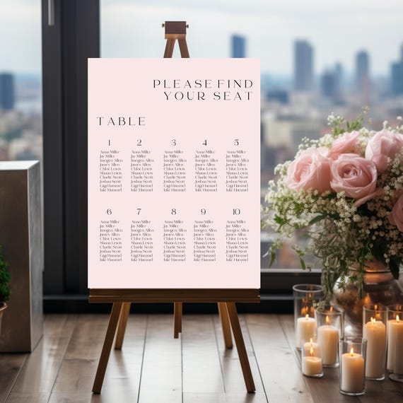 Modern Blush Wedding Seating Chart Template Editable (Digital Download) #bnp