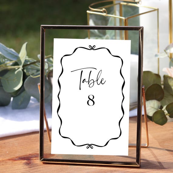 Modern Wedding Table Number Sign: Minimalist Black & White (Printable Digital Download) #sim