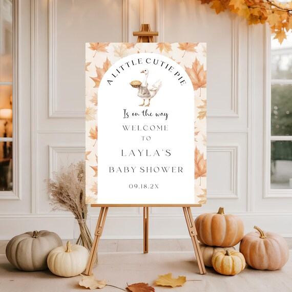 Fall Baby Shower Welcome Sign: Cutie Pie Goose Theme (Editable Printable Digital File) #sgb
