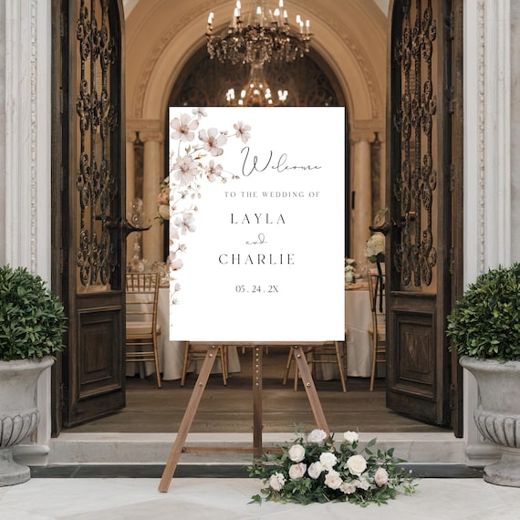 Wildflower Wedding Welcome Sign Template: Elegant Neutral Floral (Editable,Printable) #neu