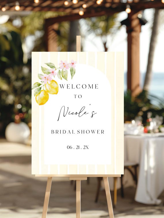 Lemon Bridal Shower Welcome Sign: Sorrento Theme Pink (Digital Download) Printable #lem