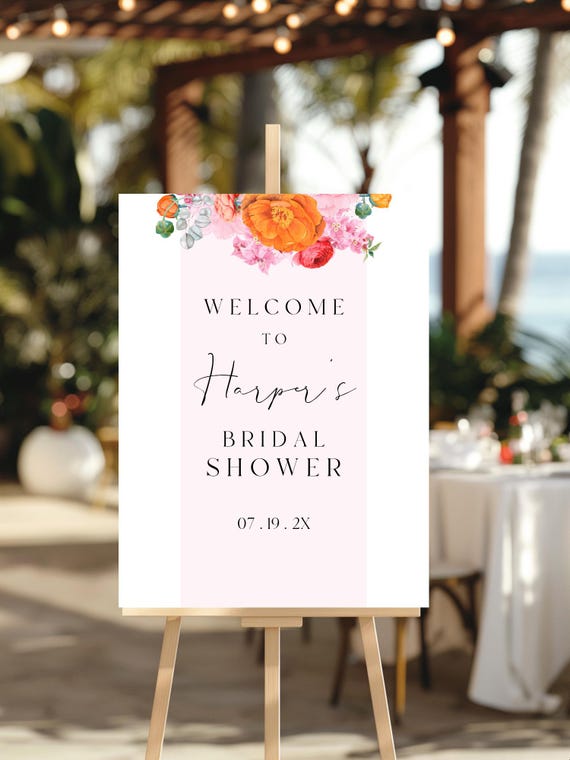 Floral Bridal Shower Welcome Sign Template: Bright Summer Blooms (Digital Download) Printable #ora
