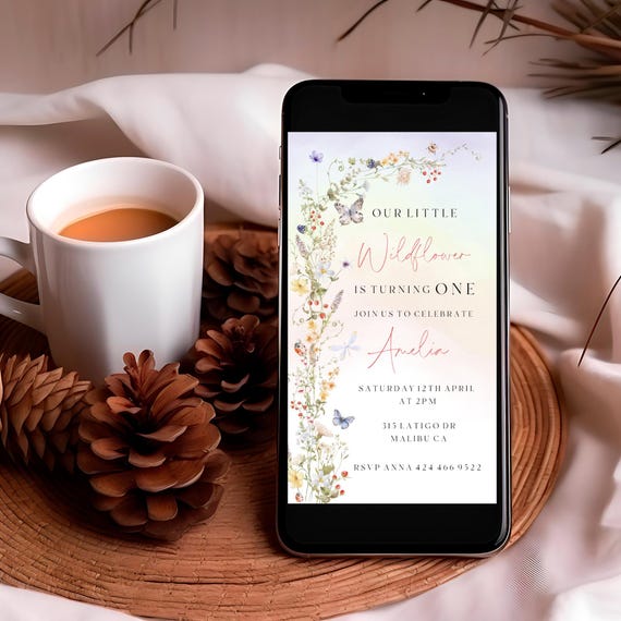 Wildflower First Birthday Evite Template: Garden Party (Digital)