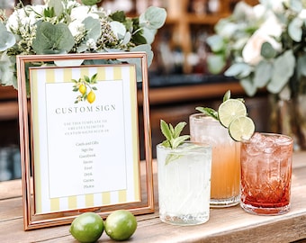 Lemons Custom Sign Template, Coastal, Striped, Mediterranean ( Editable Printable ) Digital #lgs