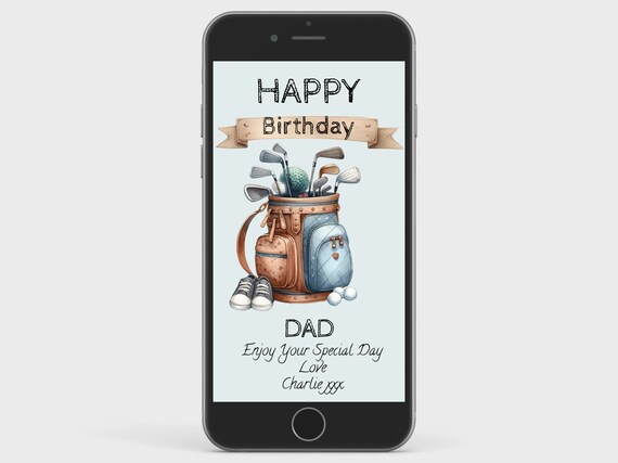 Golf Birthday E-Card for Him: Editable Digital Template