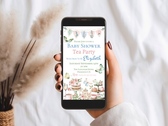 Tea Party Baby Shower Evite: Floral Vintage Rose Electronic Invitation