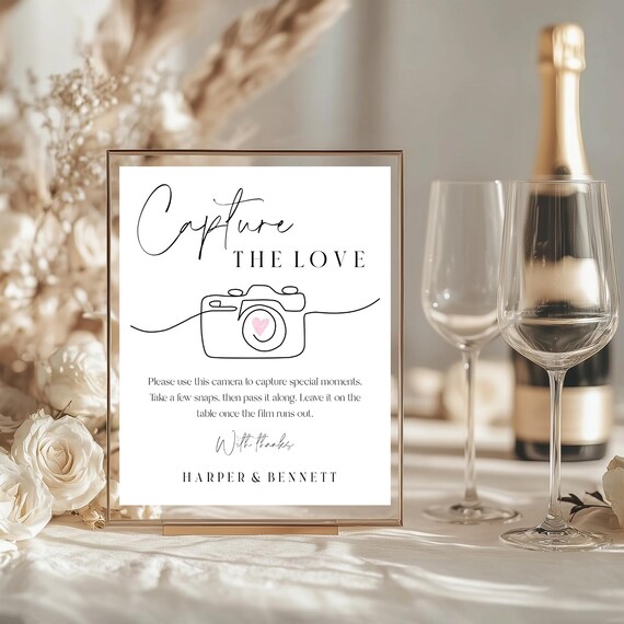 Modern Wedding Photo Sign Template: Capture the Love (Digital Download)