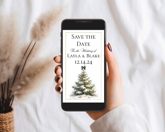 Xmas Wedding Save The Date Template: Electronic Evite (Digital Download)