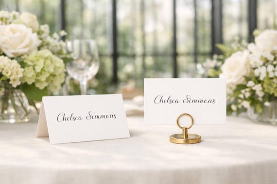 Minimalist Script Place Card, Wedding Name Card, Simple, Elegant (Editable, Printable) Inst Download