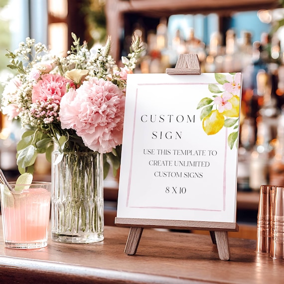 Lemons Custom Sign Template: Yellow Sorrento Wedding, Shower Decor (8x10" Printable) #lem