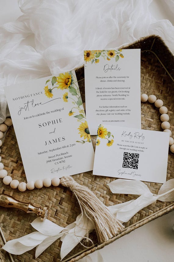 Sunflower Wedding Invitation Suite: Summer Blooms Printable (Editable Template) #ssf