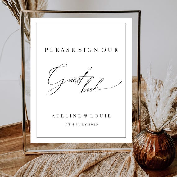 Modern Wedding Guest Book Sign Template: Minimalist Adeline Design (Digital Download) Printable #ADELINE