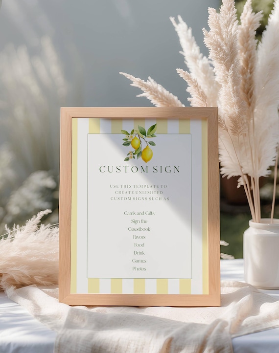 Lemons Custom Sign Template, Coastal, Striped, Mediterranean ( Editable Printable ) Digital #lgs