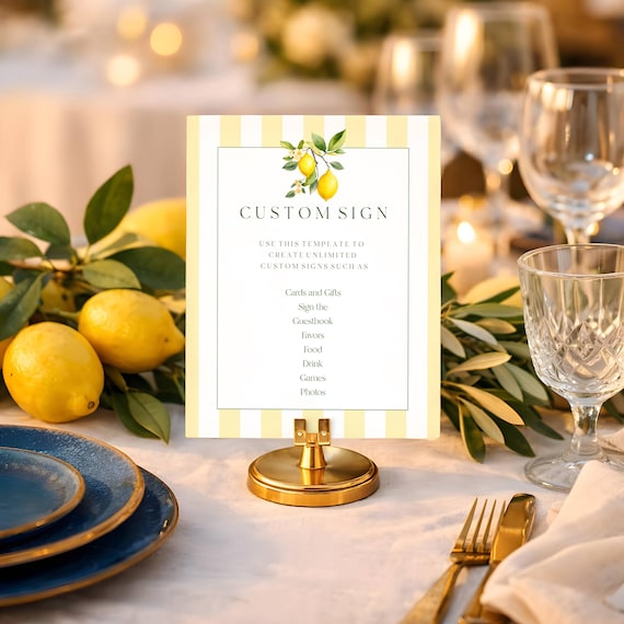 Lemons Custom Sign Template, Coastal, Striped, Mediterranean ( Editable Printable ) Digital #lgs