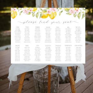Zitronen Hochzeit Sitzplan Vorlage, Sitzplan Gelb Sorrento, Sitzplan Sommerhochzeit, Sitzplan ausdruckbar, #lem
