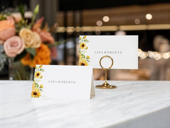 Sunflower Place Card Template: Editable Floral Table Decor (Printable,digital download) #ssf