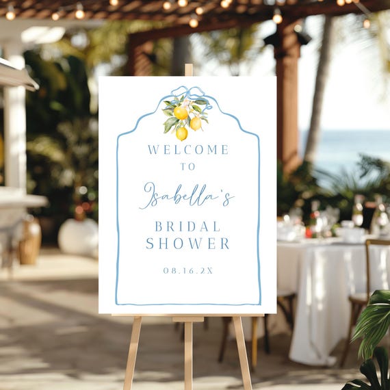 Lemons Bridal Shower Welcome Sign: Yellow Sorrento Design (Editable Template, Printable Digital File) #obb