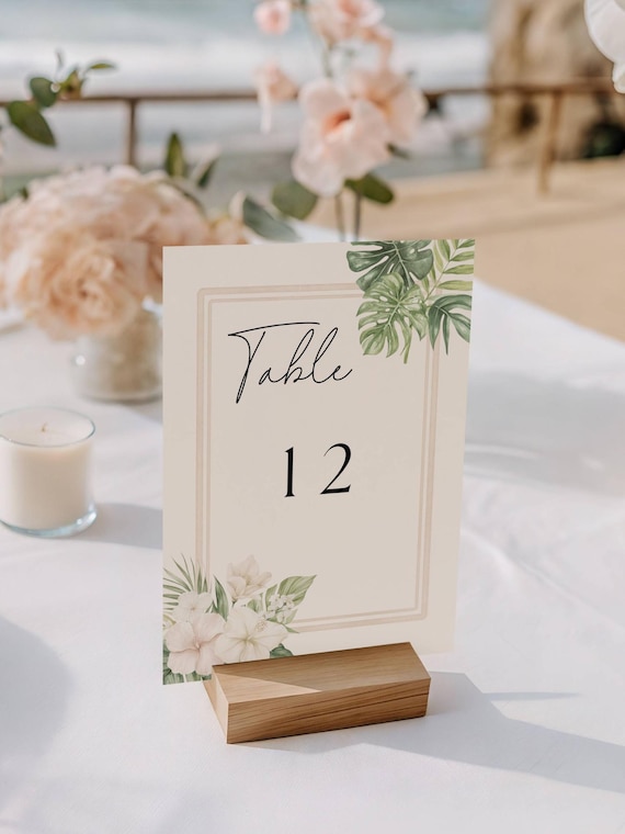 Tropical Table Number, Summer Floral Wedding/Shower Table Sign, (Editable Printable) Digital #tbb
