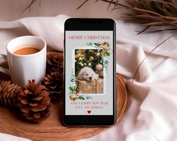 Personalized Photo Christmas E-card Template (Instant Download)