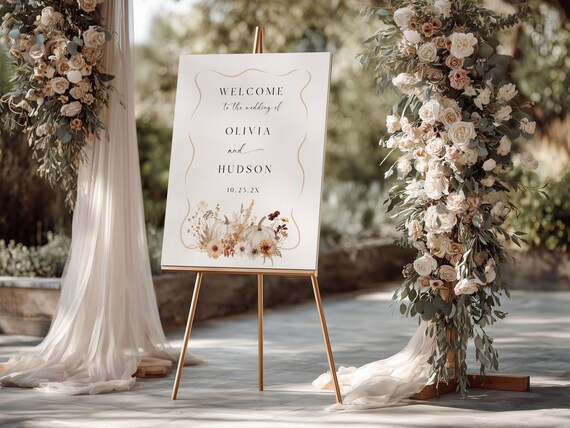Fall Wedding Welcome Sign Template: Terracotta Floral, Printable & Editable #tfw
