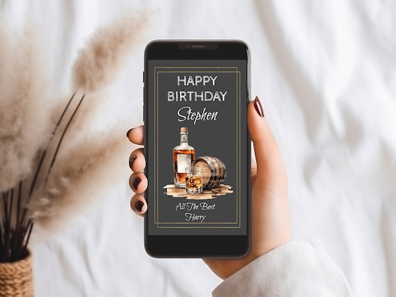 Whiskey Birthday E-Card: Personalized Digital Greeting (Instant Download)