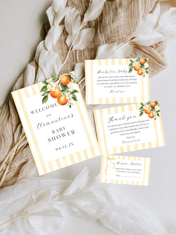 Sweet Orange Baby Shower Invitation Set: Gender Neutral Citrus Theme (Digital Download) Printable #ost