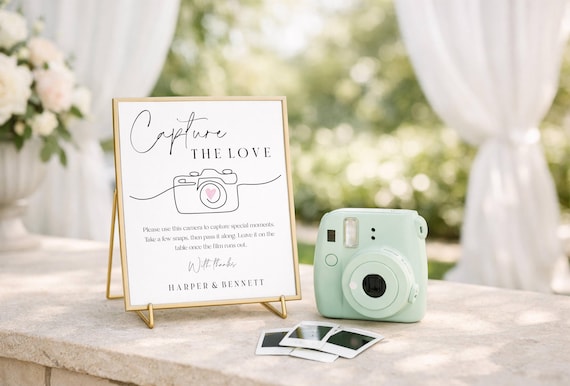 Modern Wedding Photo Sign Template: Capture the Love (Digital Download)