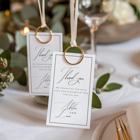 Modern Wedding Favor Tag Template: Elegant Black & White (Editable,Printable) #ADELINE